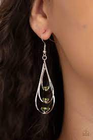 DROP DOWN DAZZLE GREEN EARRINGS
