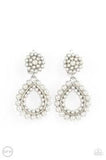 Discerning Droplets - White Clip-On Earrings
