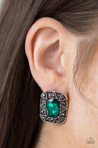 Young Money -  Green Post Earrings