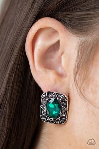 Young Money -  Green Post Earrings