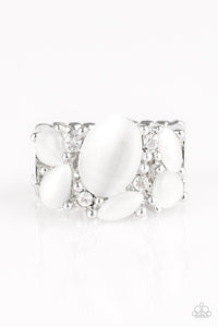 Modern Moonwalk - White Moonstones Ring