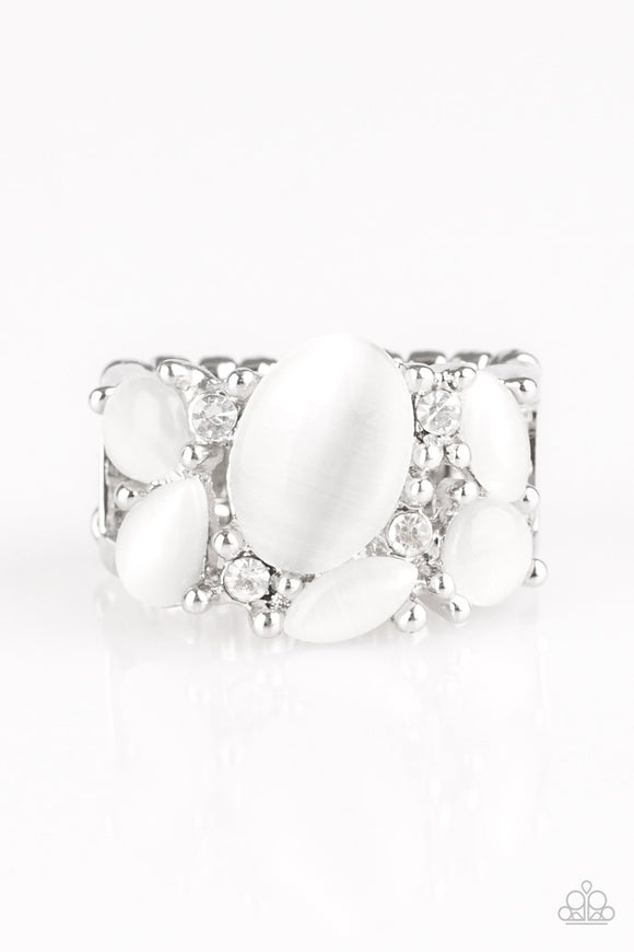 Modern Moonwalk - White Moonstones Ring