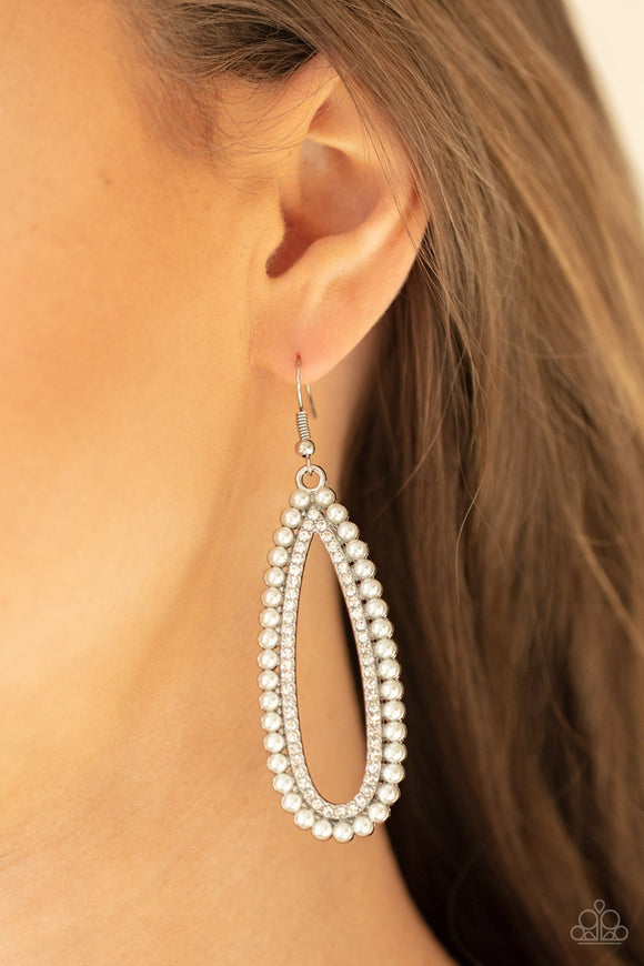 Glamorously Glowing - White Earrings
