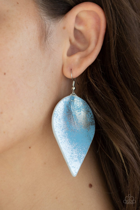 Enchanted Shimmer - Blue Leather Earrings