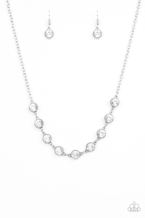 Starlit Socials- White and Silver Necklace