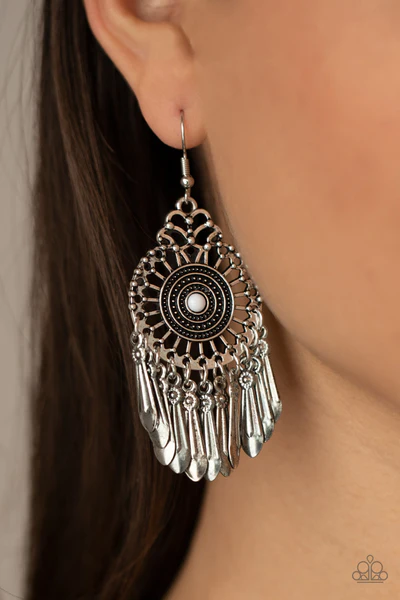 Dream a Little DREAMCATCHER - White Earrings