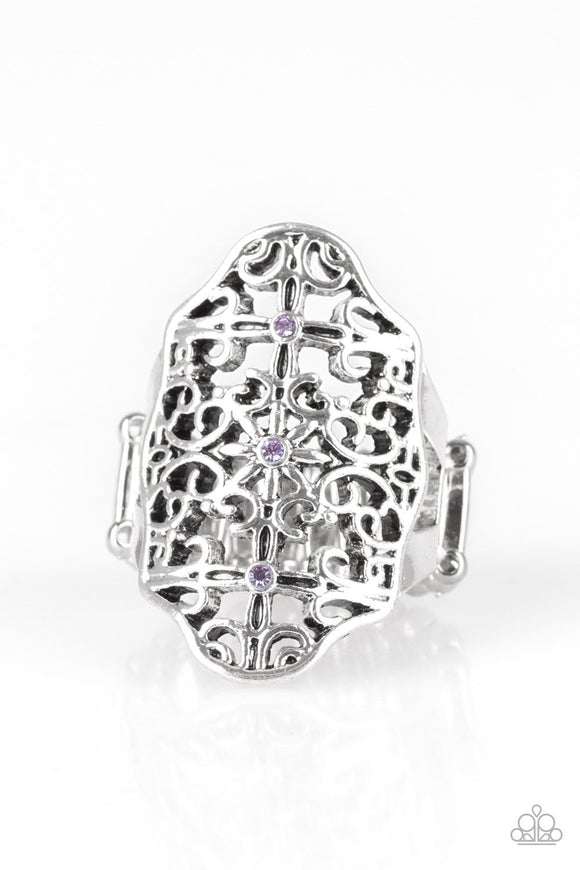 Botanical Beam-Silver/Purple Ring
