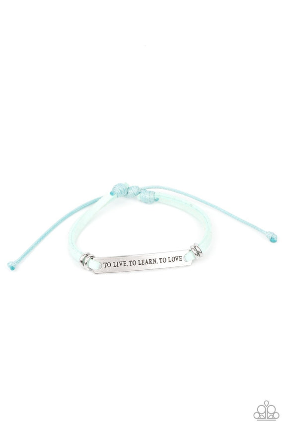 To Live, To Learn, To Love - Blue Bracelet
