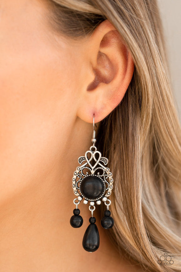 Stone Bliss - Black Earrings