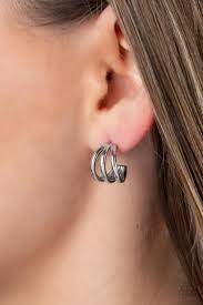 TRIPLE Down - Silver  Earrings