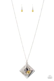 Timelessly Tilted - Yellow Necklace