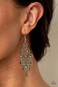 Chandelier Cameo - Green Earrings