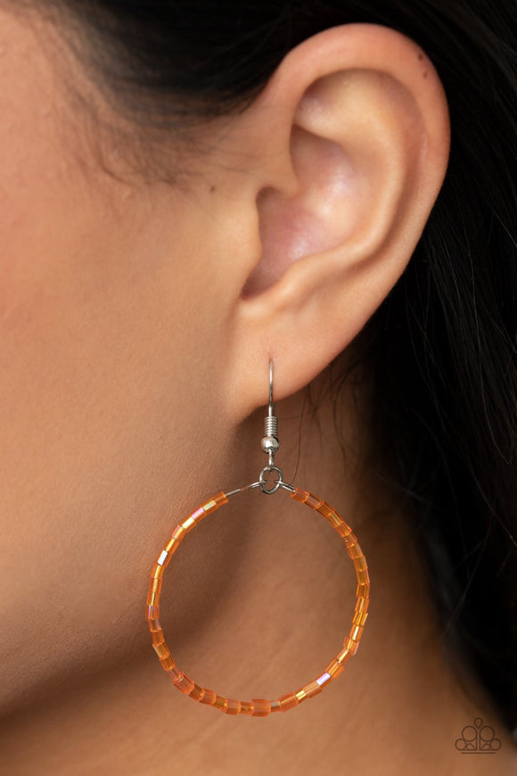 Colorfully Curvy - Orange Earring