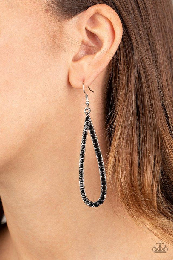 Glitzy Goals - Black Earrings