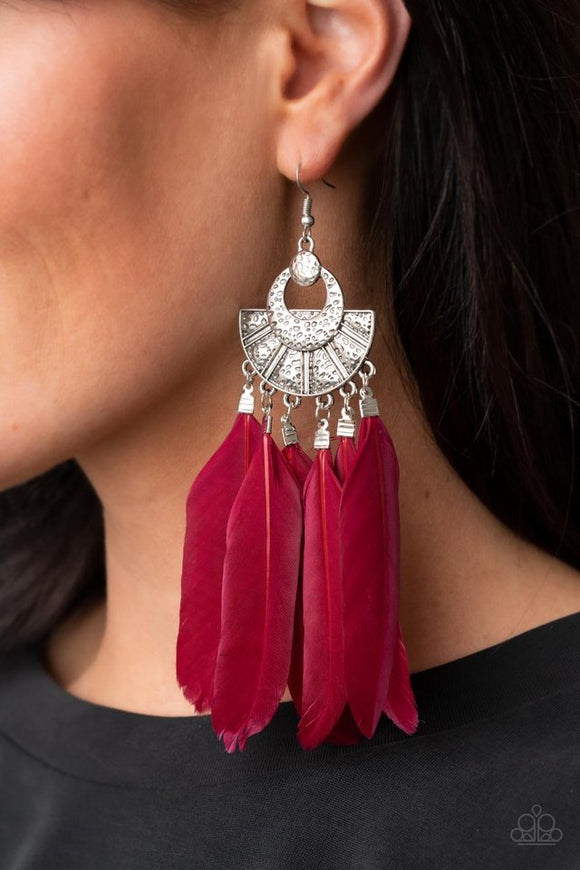 Plume Paradise - Red Earring