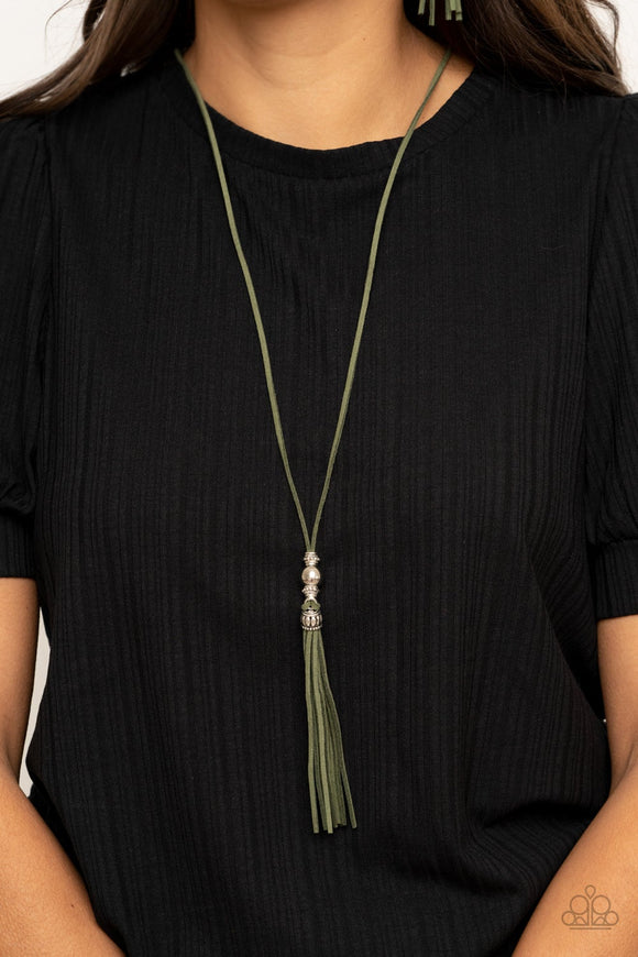 Hold My Tassel - Green Necklace