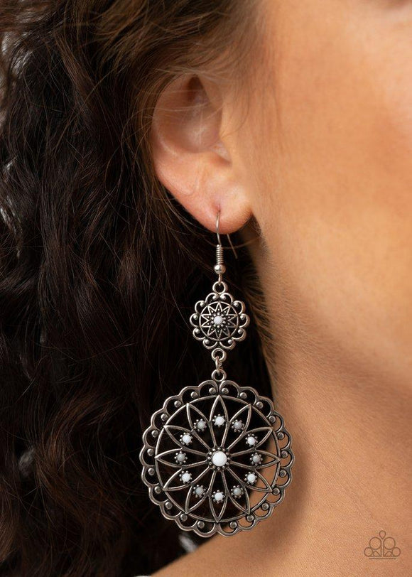 Beaded Brilliance - White Earrings