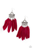 Plume Paradise - Red Earring