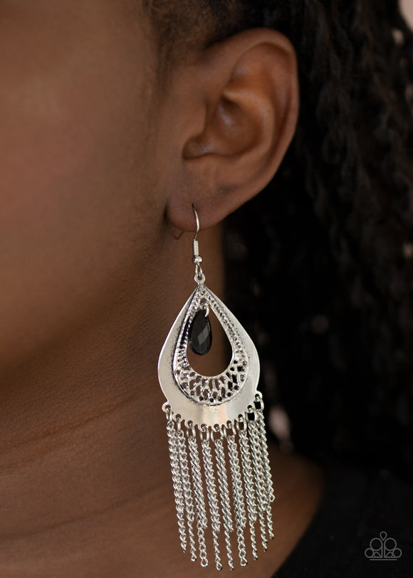Scattered Storms - Black Earrings