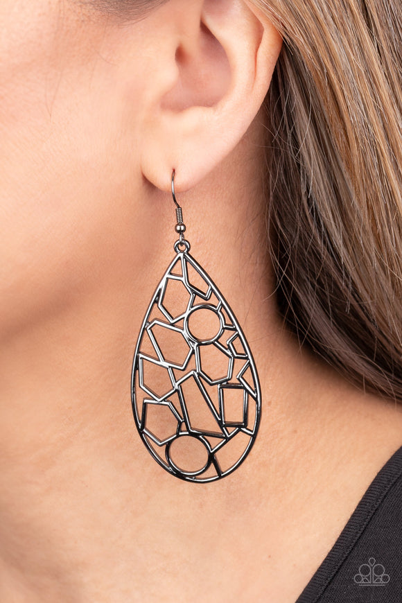 Reshaped Radiance - Black Earrings