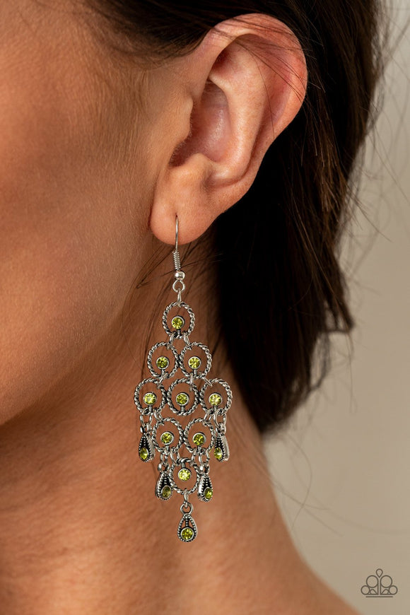 Chandelier Cameo - Green Earrings