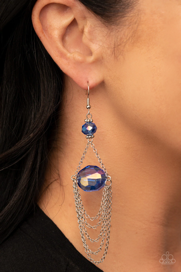 Ethereally Extravagant - Blue Iridescent Earring